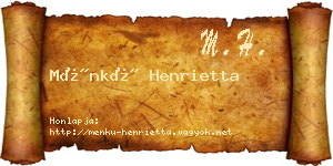 Ménkü Henrietta névjegykártya